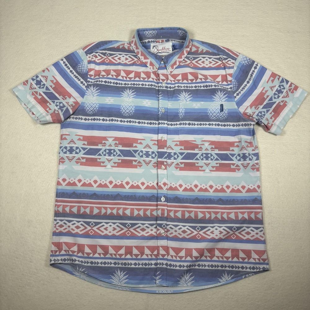 Chubbies Shirt Mens XL Multicolor Aztec Pineapple Button Up Short Sleeve Summer